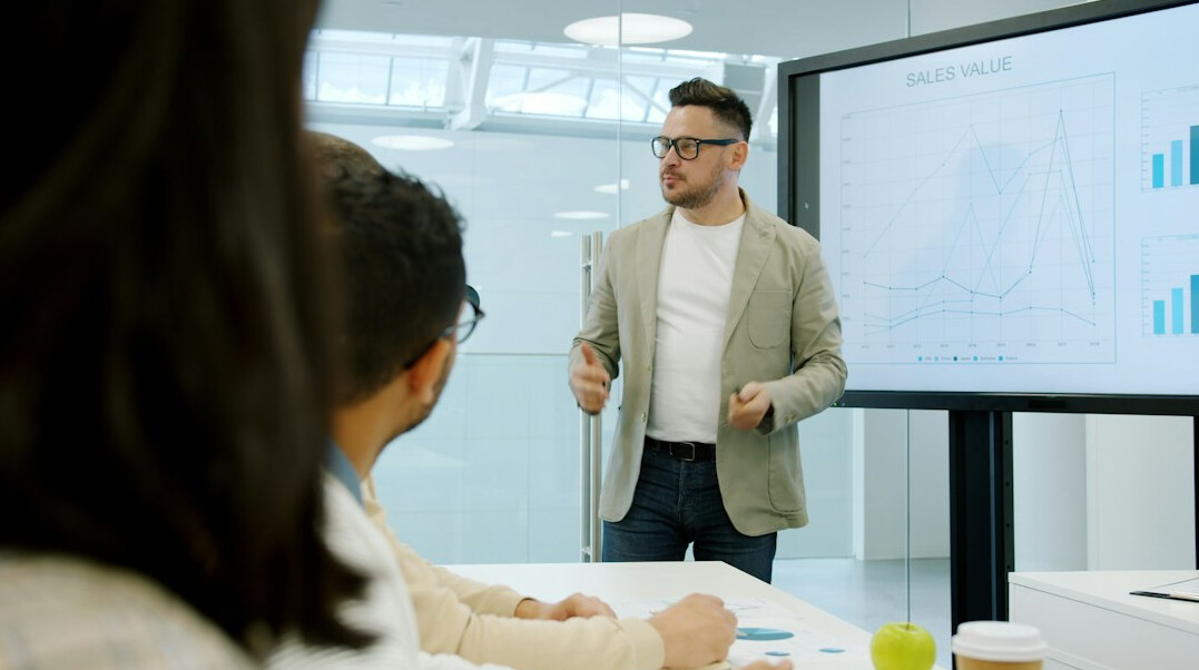 person presenting ideas clearly