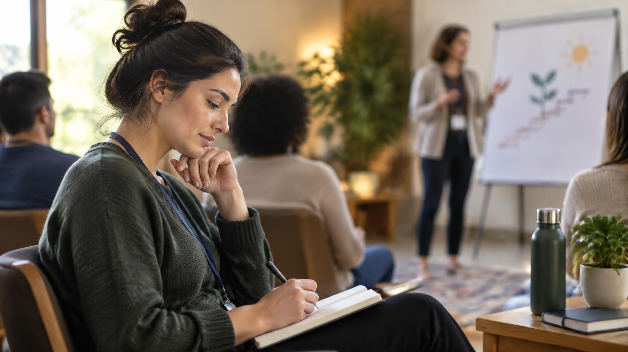 person attending personal development workshop